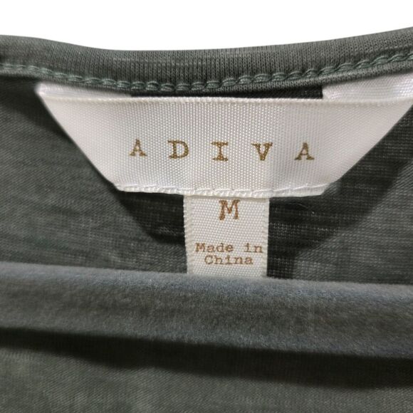 ADIVA Size M Short Sleeve TOP With LACE AND EMBROIDERED Detail Green Casual Boho - Picture 4 of 5